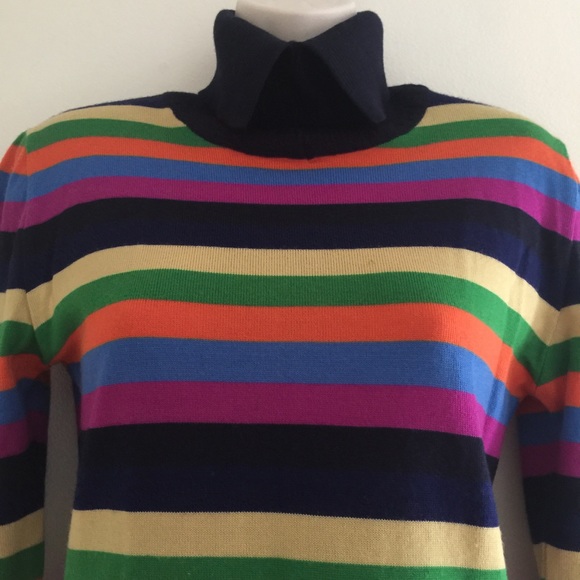CRISCA Lambs Wool Long Striped Jumper - Picture 5 of 8
